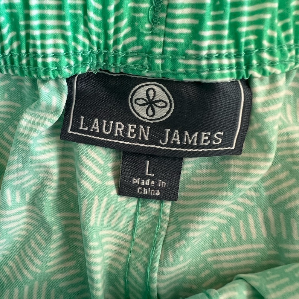 Lauren James Women's Green Geometric Shorts, size large, see pics, preppy, EUC - Picture 4 of 7